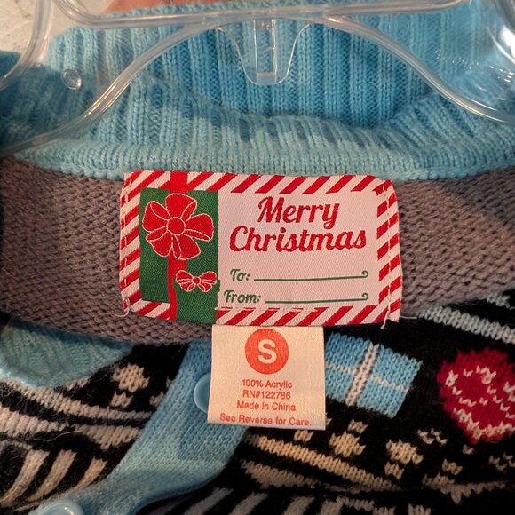 Festive Christmas Cardigan with Santa and Snowflakes Size Small - Picture 8 of 9